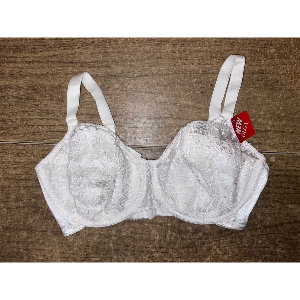 Olga White Lace Lightly Lined Bra‎ Full Coverage Size 40DD NWT Intimates